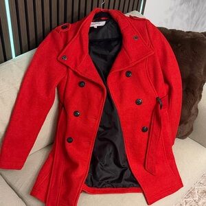 Women's Red Double-Breasted Coat